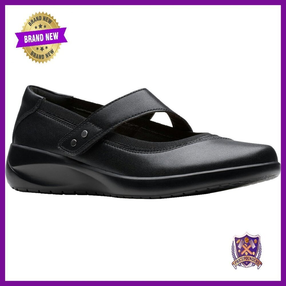 Leather Flats with Adjustable Strap, Comfort Footbed, Professional Work Shoes